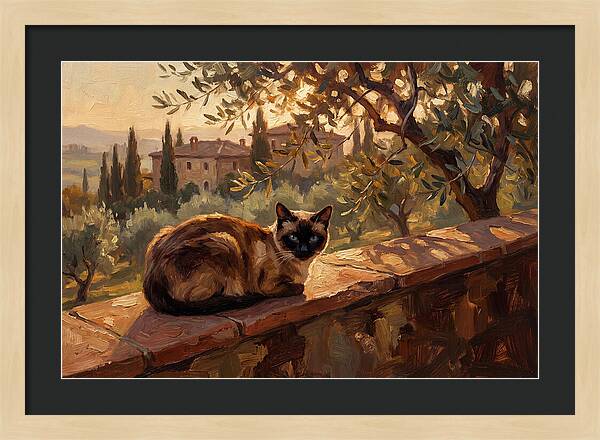 Siamese Cat In Mediterranean Landscape