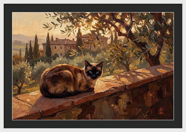Siamese Cat In Mediterranean Landscape