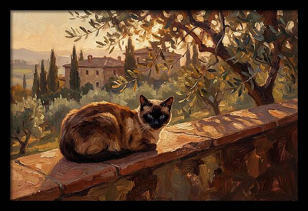 Siamese Cat In Mediterranean Landscape