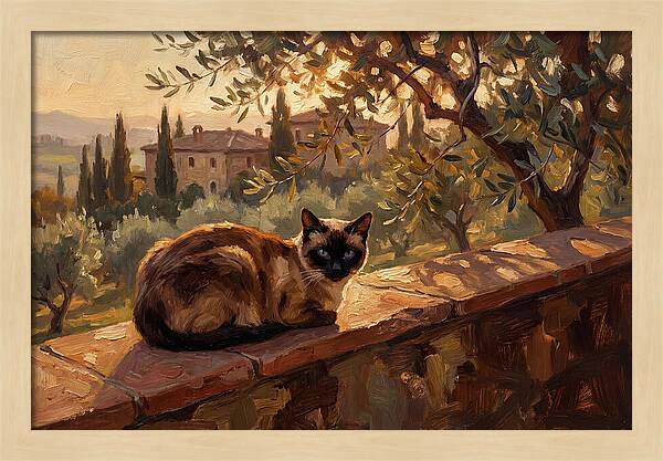 Siamese Cat In Mediterranean Landscape