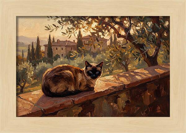 Siamese Cat In Mediterranean Landscape