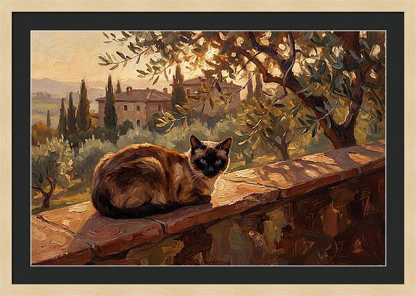 Siamese Cat In Mediterranean Landscape