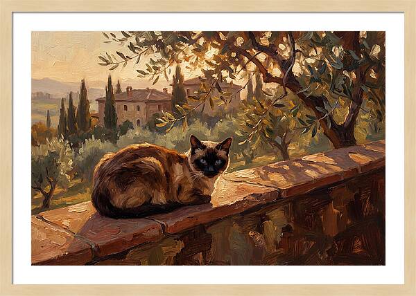 Siamese Cat In Mediterranean Landscape
