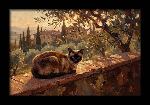 Siamese Cat In Mediterranean Landscape