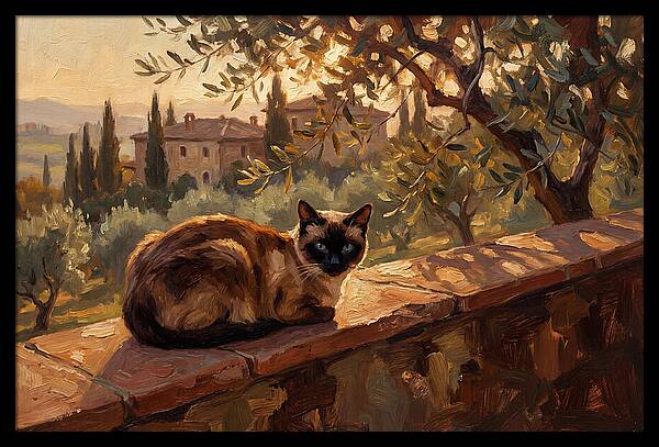 Siamese Cat In Mediterranean Landscape