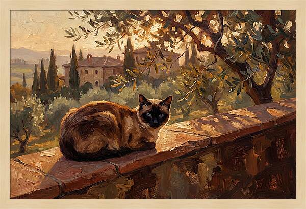 Siamese Cat In Mediterranean Landscape