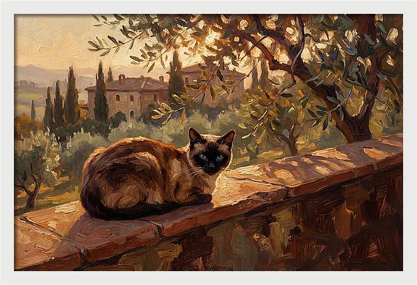 Siamese Cat In Mediterranean Landscape