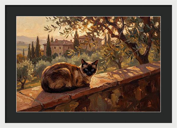 Siamese Cat In Mediterranean Landscape
