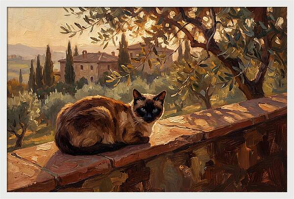 Siamese Cat In Mediterranean Landscape