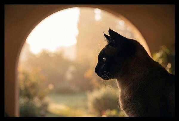 Siamese Cat In Sunny Doorway