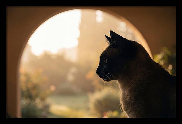 Siamese Cat In Sunny Doorway