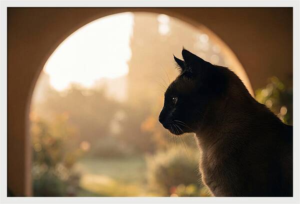 Siamese Cat In Sunny Doorway