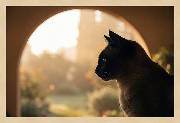 Siamese Cat In Sunny Doorway