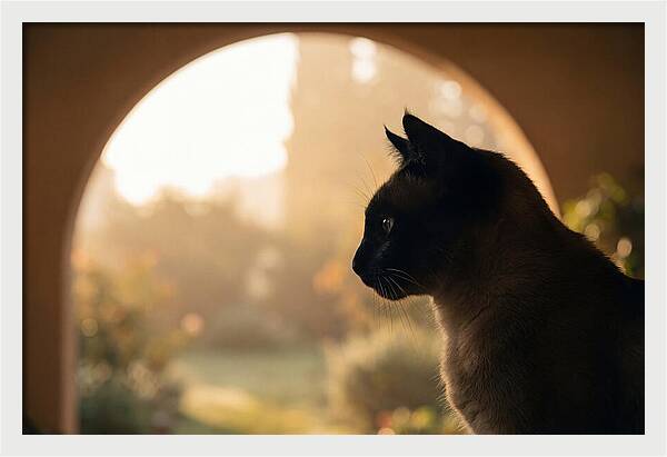 Siamese Cat In Sunny Doorway