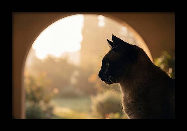 Siamese Cat In Sunny Doorway