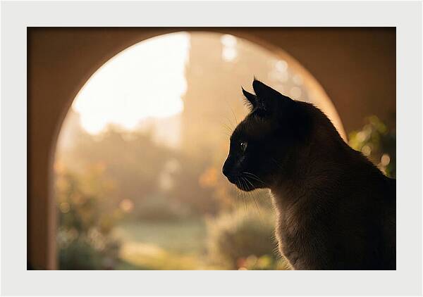 Siamese Cat In Sunny Doorway