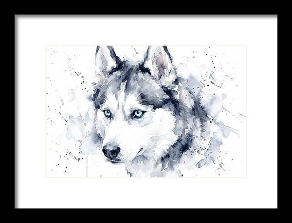 Siberian Husky Watercolor Portrait