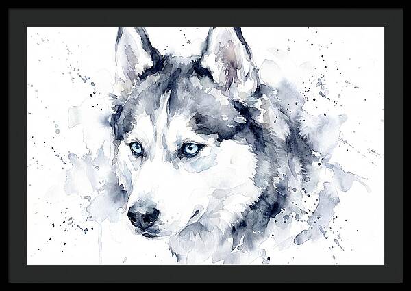 Siberian Husky Watercolor Portrait