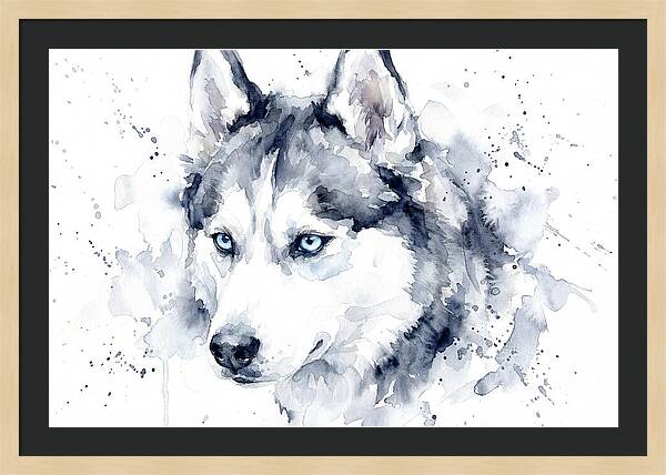 Siberian Husky Watercolor Portrait