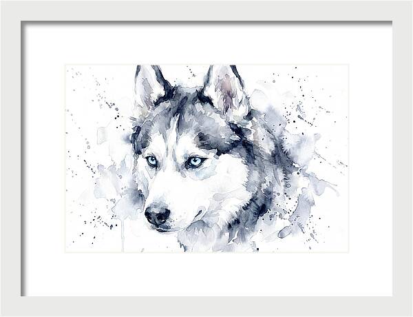 Siberian Husky Watercolor Portrait