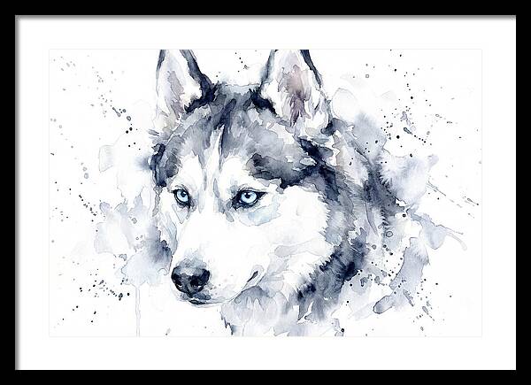 Siberian Husky Watercolor Portrait