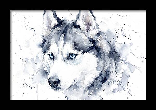 Siberian Husky Watercolor Portrait