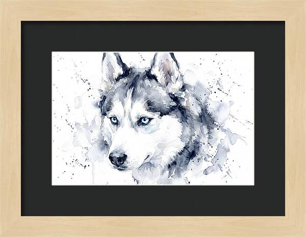 Siberian Husky Watercolor Portrait