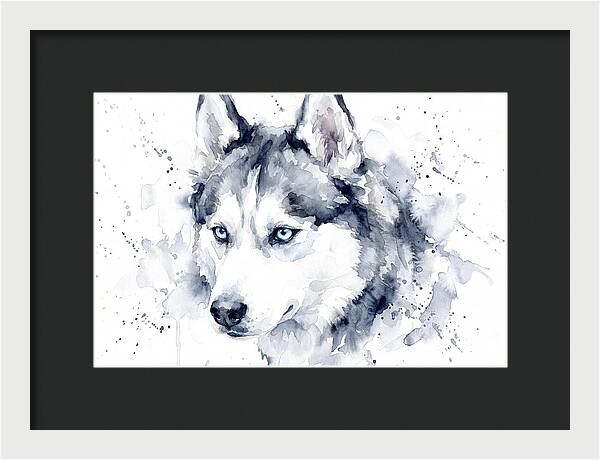 Siberian Husky Watercolor Portrait