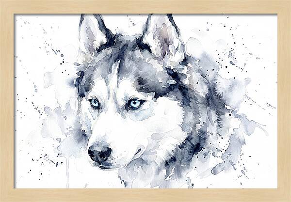 Siberian Husky Watercolor Portrait