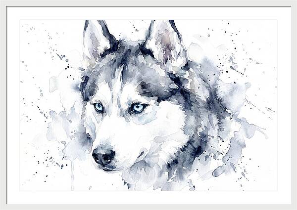 Siberian Husky Watercolor Portrait