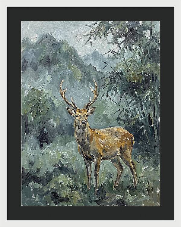 Sika Deer Among Lush Foliage
