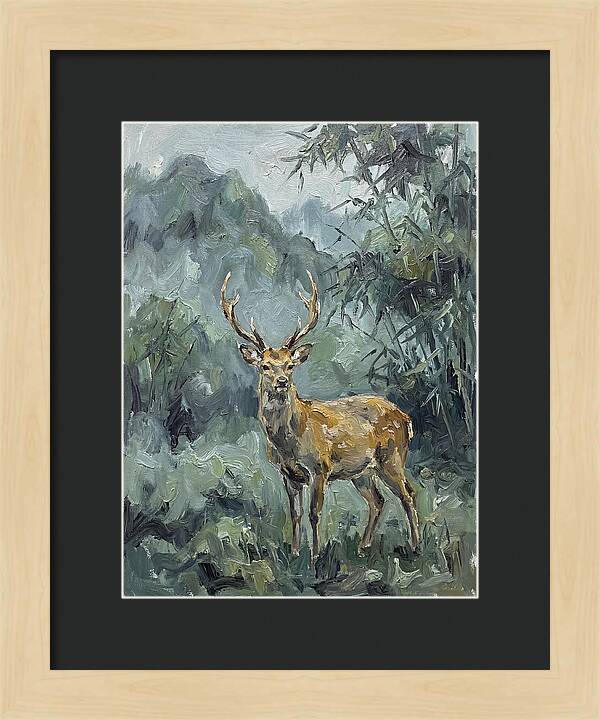 Sika Deer Among Lush Foliage