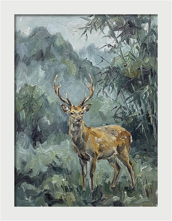 Sika Deer Among Lush Foliage