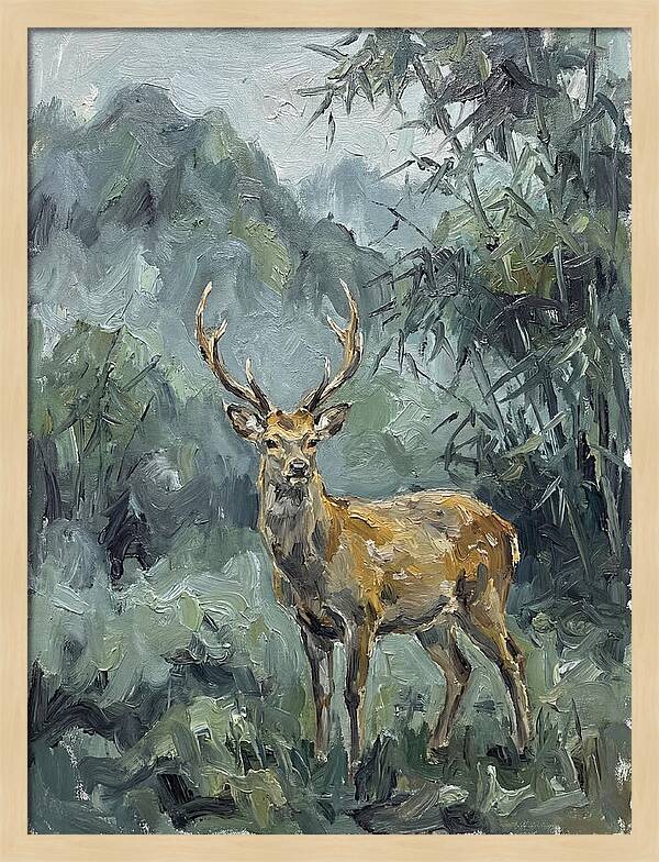 Sika Deer Among Lush Foliage