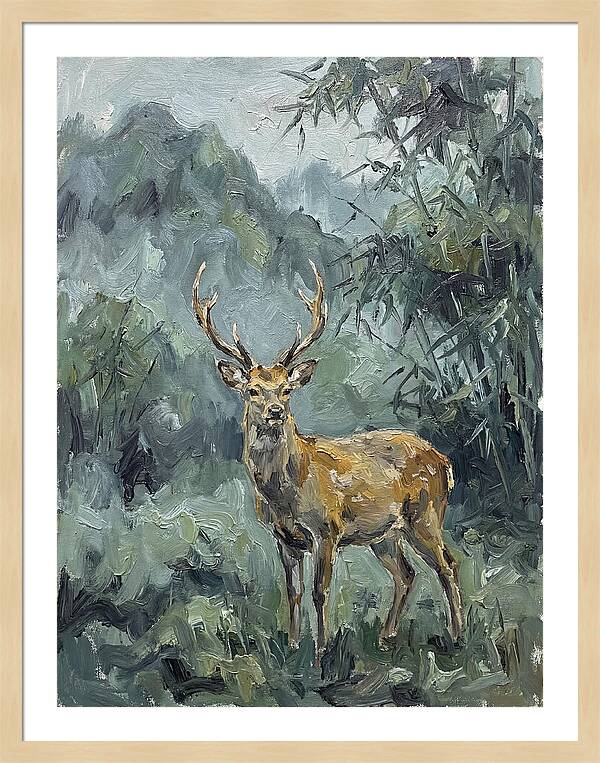 Sika Deer Among Lush Foliage