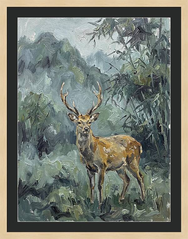 Sika Deer Among Lush Foliage