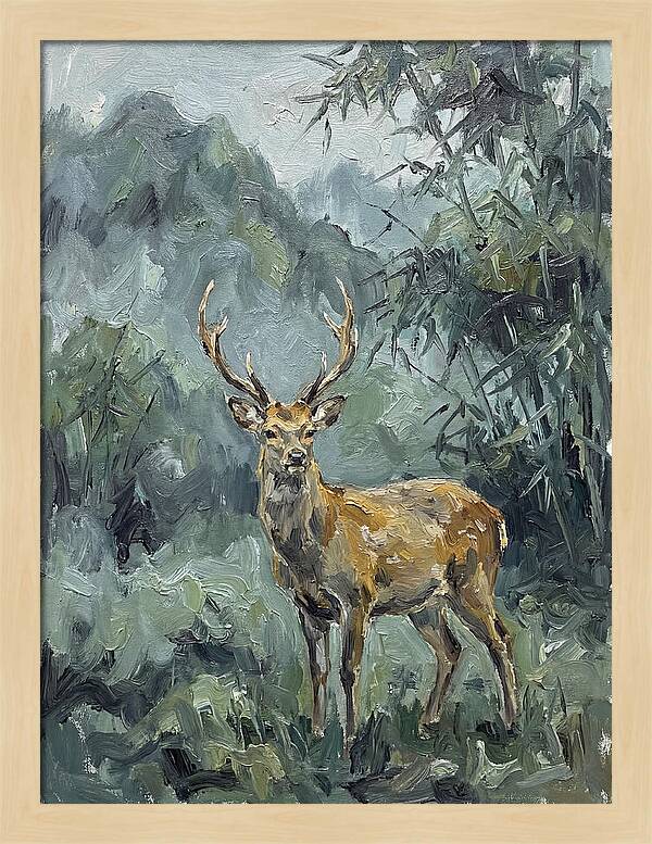 Sika Deer Among Lush Foliage