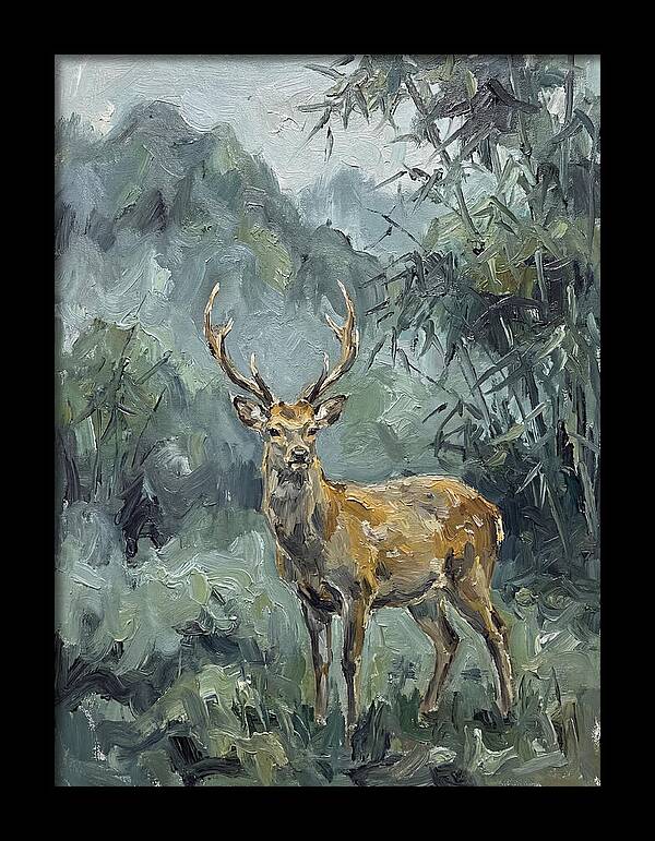 Sika Deer Among Lush Foliage