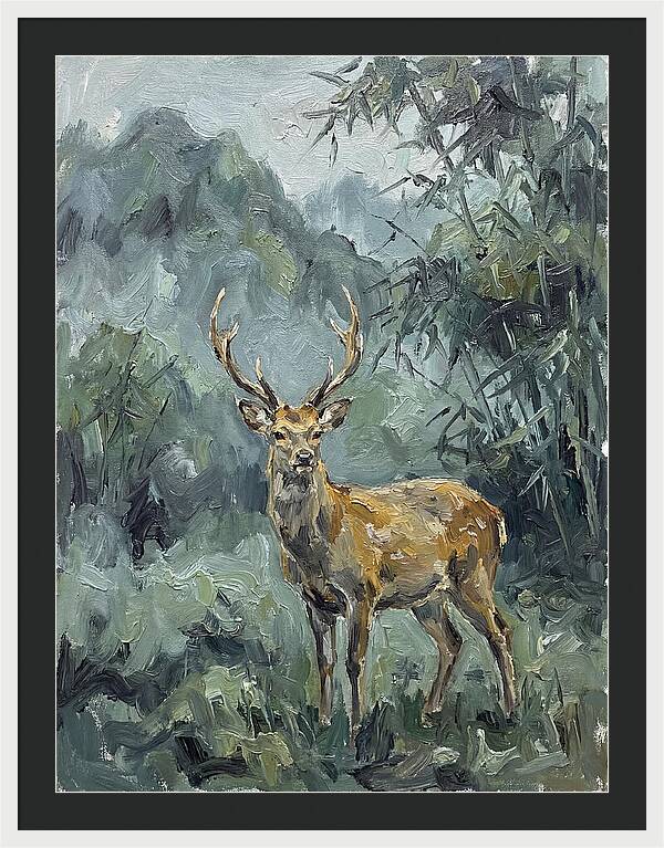 Sika Deer Among Lush Foliage