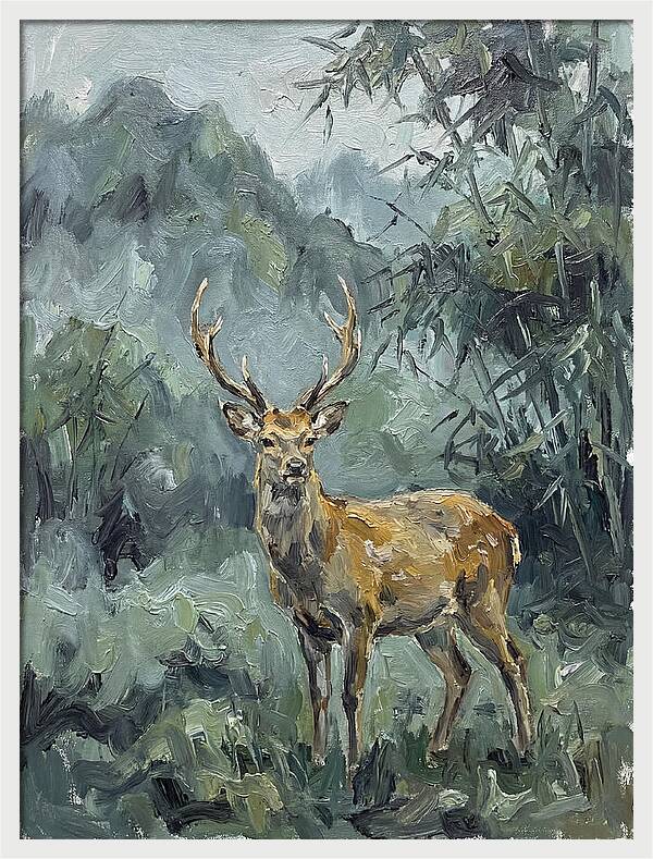 Sika Deer Among Lush Foliage
