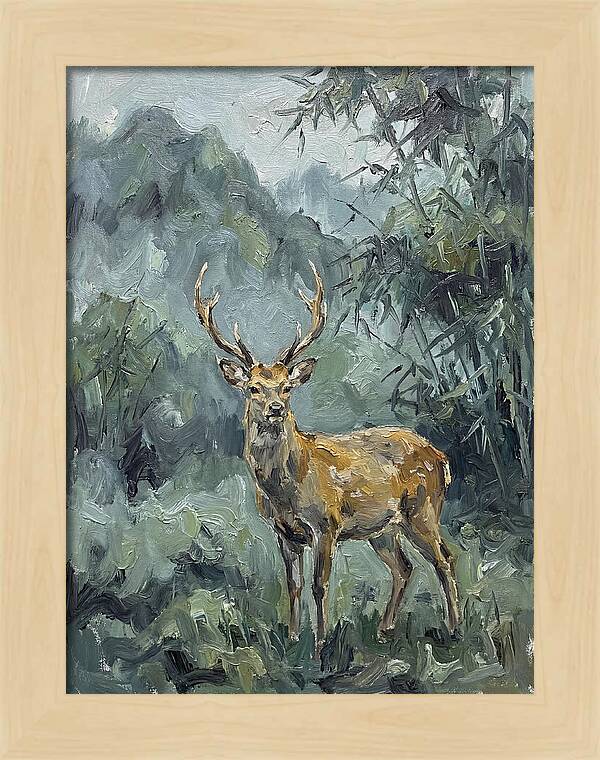 Sika Deer Among Lush Foliage