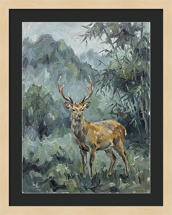 Sika Deer Among Lush Foliage