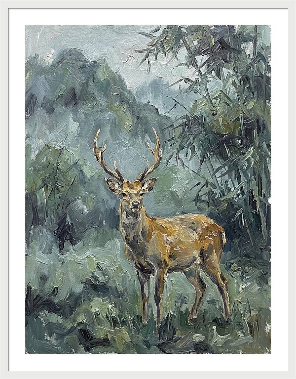 Sika Deer Among Lush Foliage