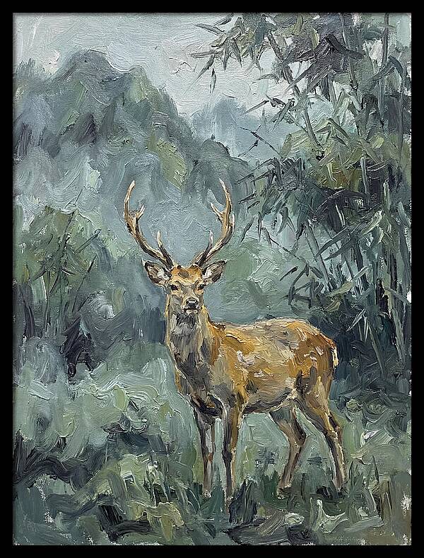 Sika Deer Among Lush Foliage