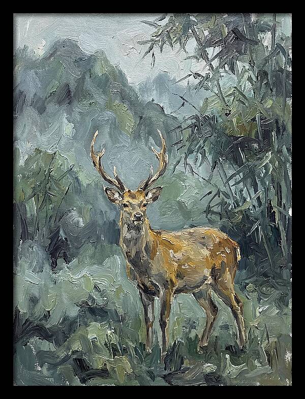 Sika Deer Among Lush Foliage