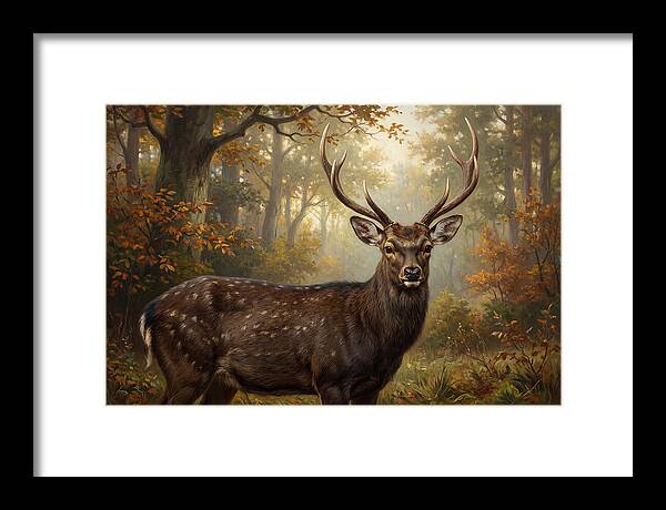 Sika Deer In Autumn Forest