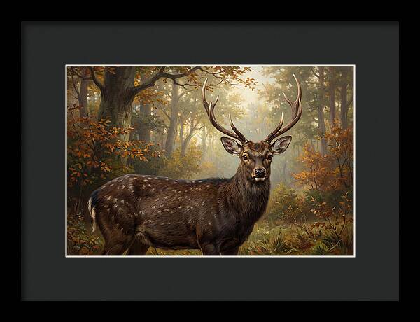 Sika Deer In Autumn Forest