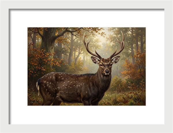 Sika Deer In Autumn Forest