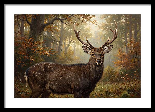 Sika Deer In Autumn Forest