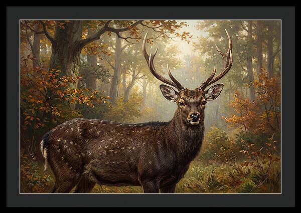 Sika Deer In Autumn Forest